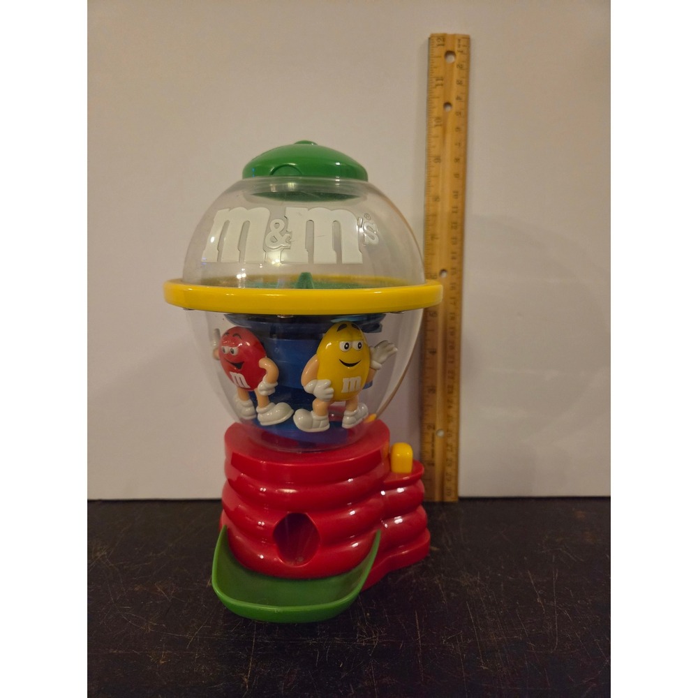Vintage M&M's Spiral Candy Dispenser Red and Yellow Characters 9 Inch Plastic